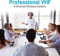 8 Channel Wireless Microphone System – Portable VHF Cordless Audio Mic Set