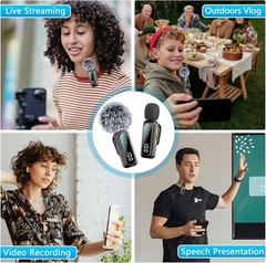 Mini Microphone for iPhone 15 16/iOS/Android Devices, LED Display Wireless Micro