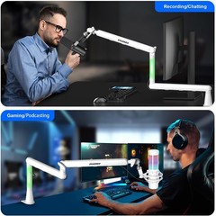 Sturdy Adjustable Microphone Arm Stand with 360° Rotation & Cable Management