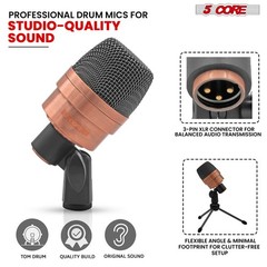 5Core Tabla Microphone Set Uni-Directional XLR Kick Snare Instrument Mic