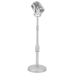 Retro Microphone Prop Lightweight Fake Vintage Mic For Shooting/Party (Silver)