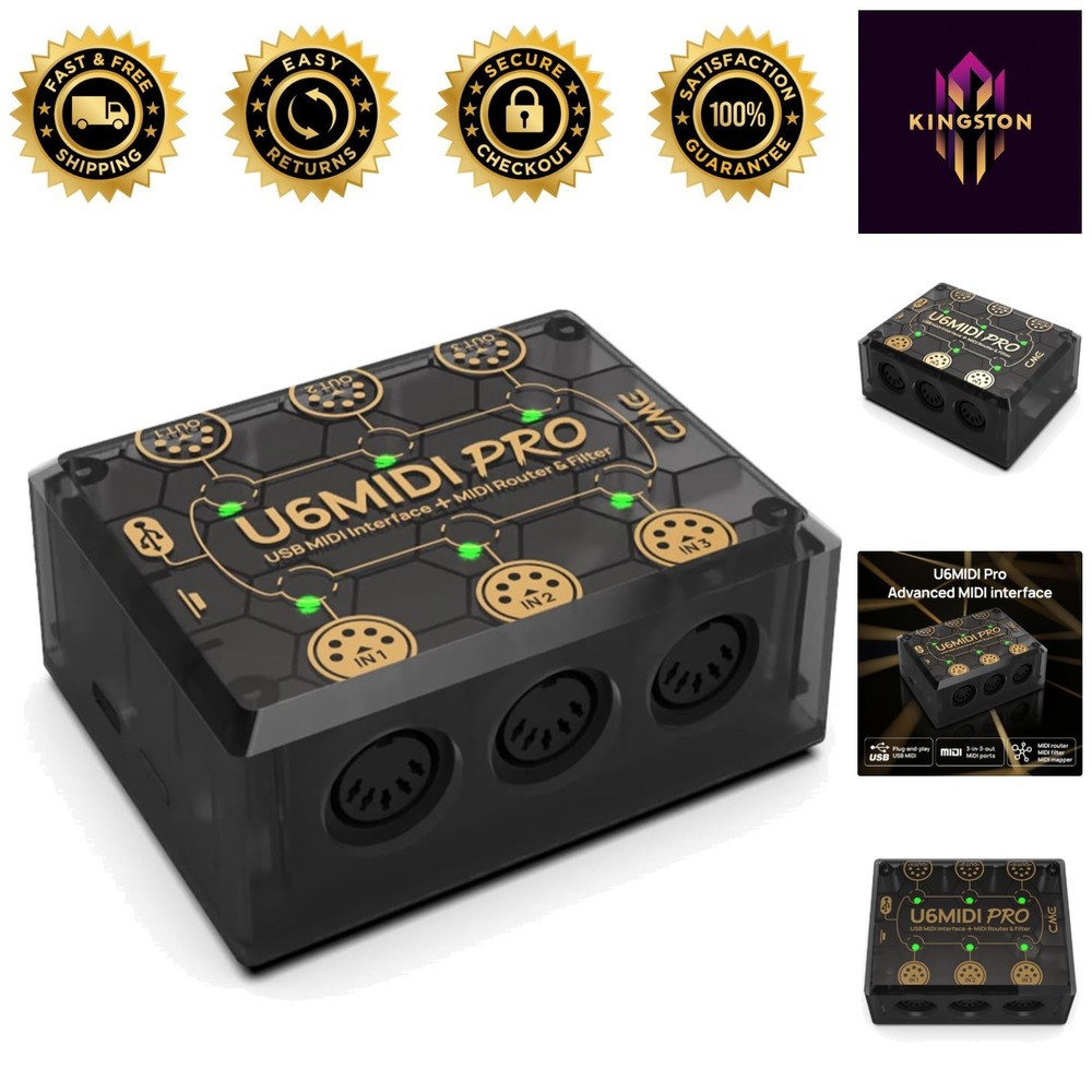 Professional USB-C MIDI Interface with 3-in-3-out Capability – Compact Design