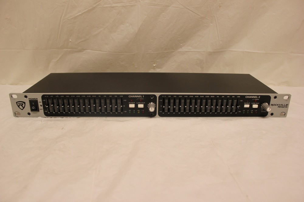 Rockville REQ215 Dual 15 Band 1/3 Octave Graphic Equalizer With Sub-Output J5