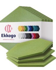 Ekkogo Acoustic Wall Panels 12-Pack Green Hexagon High Density Sound Dampening
