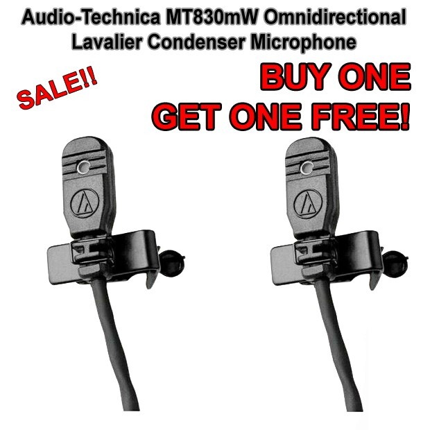 Audio-Technica MT830mW Omnidirectional Lavalier Condenser Microphone Black 3.5mm