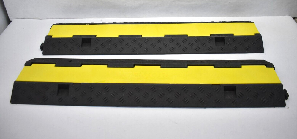 Lot of 2 Vevor Channel Rubber Cable Protector Ramps Heavy Duty 38-1/2″ x 10″