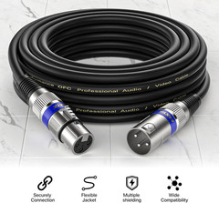 XLR Microphone Cable 2 Feet – Male to Female 3 Pins Balanced Cables, 6 Pack