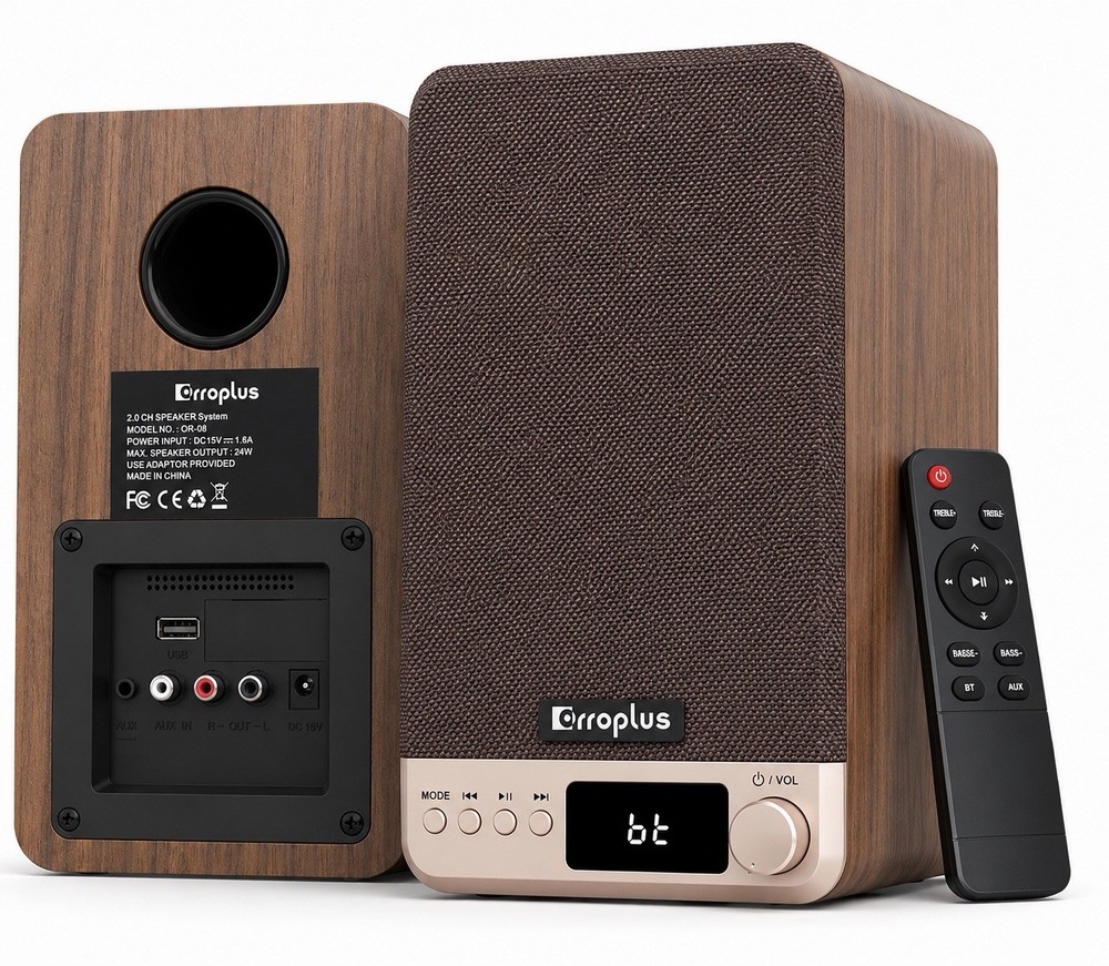 Orroplus Active Bookshelf Speakers 60W Powered Record Player Speakers Speakers