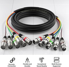 6 Channel Colored XLR Snake Cables 3 Feet – Shielded Audio Frequency Control …