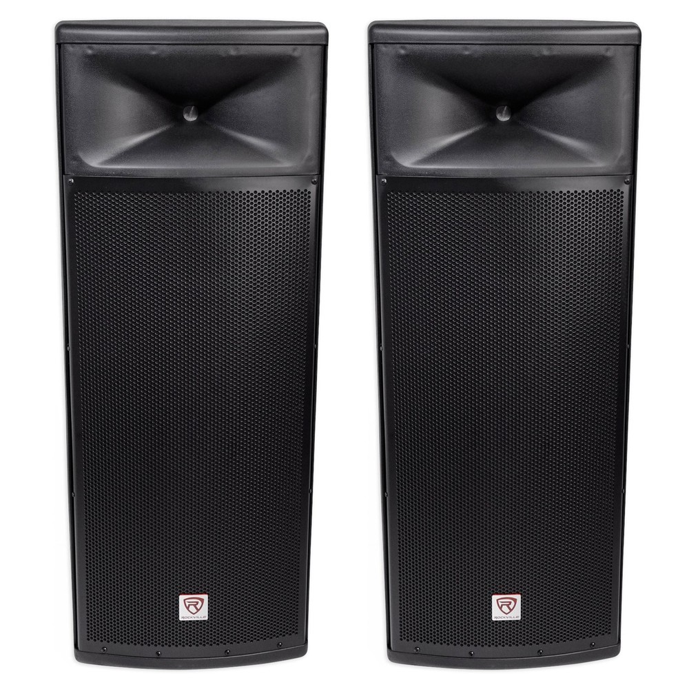 Pair Rockville SPGN258 Dual 15” 3000w 8-Ohm Passive DJ PA Speaker/ABS Cabinet