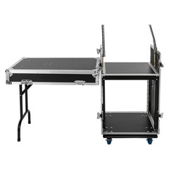 12U Sound Box 12U PA Rack/Road Case Top DJ Table Top 2 Layers Studio w/ Casters