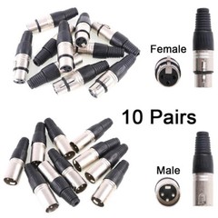 20 Pairs XLR 3 Pin Male and Female MIC Connector Plug Audio Microphone Connector
