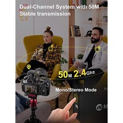 MOMAN C1X 2.4GHz Wireless Lavalier Microphone System for Phone Laptop DSLR