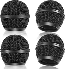 Facmogu 4PCS Black Microphone Ball Head Mesh Grill, SM58 Style Brushed Nickel Re