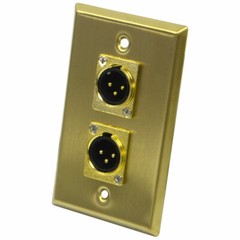 Seismic Audio – Gold Stainless Steel Wall Plate – Dual XLR Male Connectors