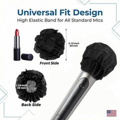 100PCS MAQIHAN Disposable Microphone Cover – Black Non-Woven Mic Covers