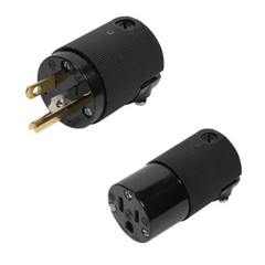 Hubbell AC Female & Male Edison Plug Set 15 Amp Black
