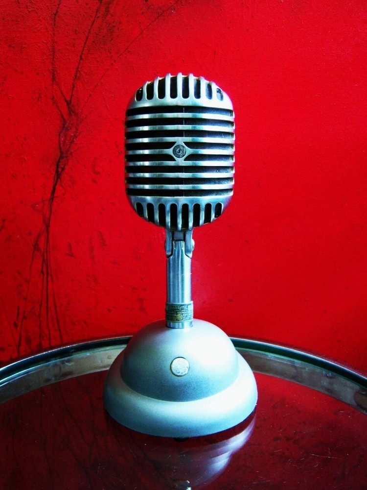 Vintage 1940’s Shure Brothers 55 Fatboy microphone Hi Z Elvis w S-36 stand 55S