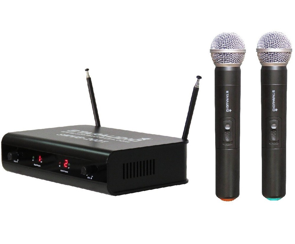 2CH VHF Handheld Wireless Microphone Church Stage Microphone System Karaoke Mics
