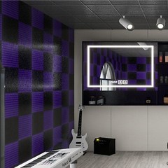 52 Pack Black/Purple Acoustic Wedge Studio Soundproof Foam Wall Tiles 12x12x1
