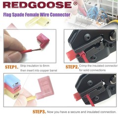 REDGOOSE 100PCS Nylon Flag Spade Quick Disconnects Female red, blue, yellow