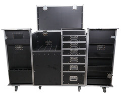 ProX XS-6DMIC25W Flight Style Mic Stand + Drawer Combo Case w/ Side Door Storage