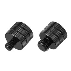 2 Pcs Mic Stand Adapter Set, 1/4 Male to 3/8 Female, Black, Aluminum Alloy