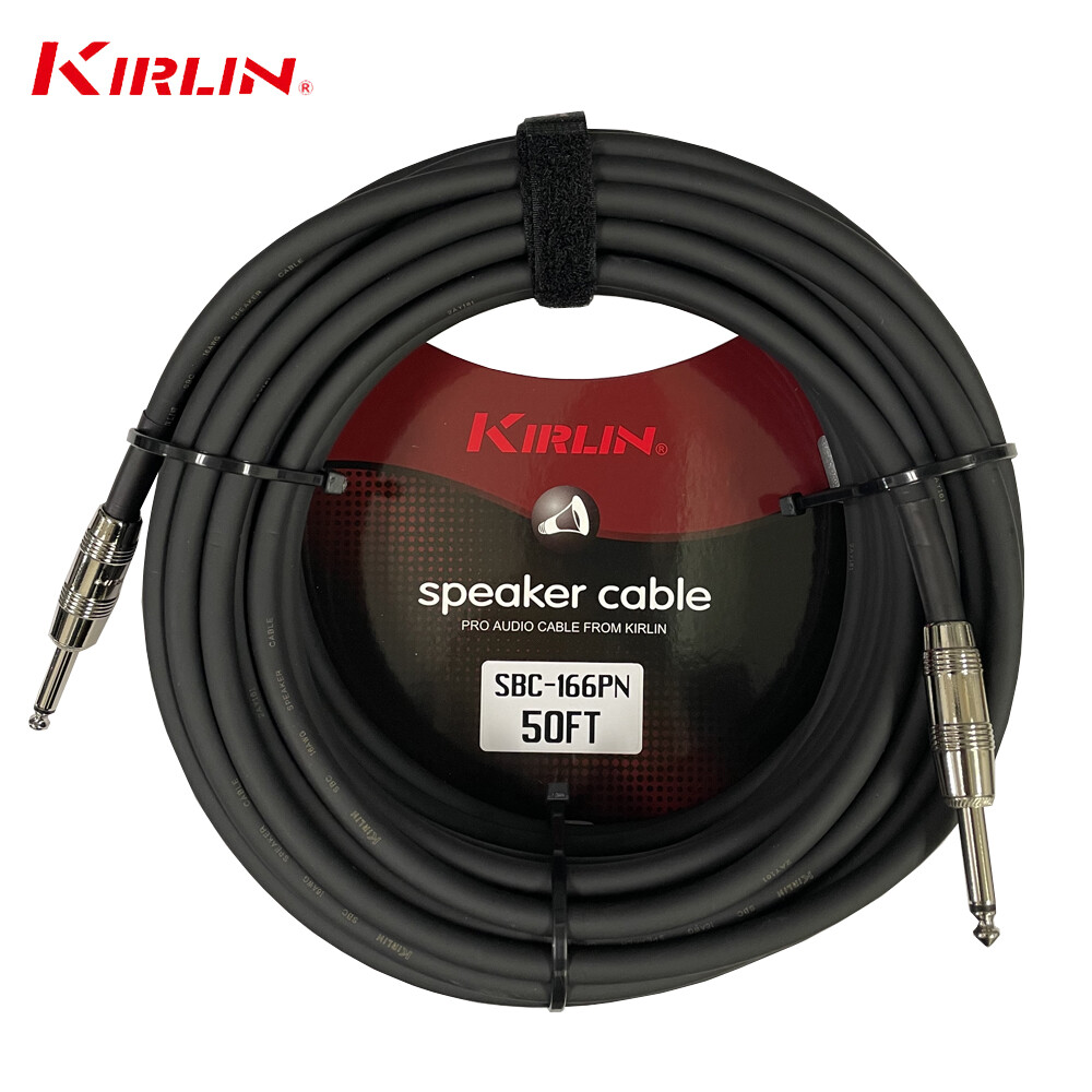NEW Kirlin SBC-166PN-50 50FT 16AWG Straight 1/4″ Mono Plug Speaker Cable Black
