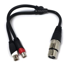 NEW XLR Female 3-Pin Connector to 2-RCA Jacks Stereo Microphone Adapter 1′ Cable
