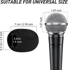 Black Foam Mic Windscreens – 5 Pack for Karaoke & Interviews, 2.9 x 2.5 Inches