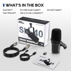 FDUCE SL40 USB/XLR Dynamic Microphone for Podcasting, Gaming, Live Black