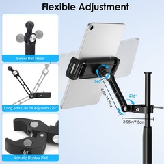Mic Stand Tablet Holder Mount for 4.7–12.9″ iPad iPhone Aluminum Adjustable