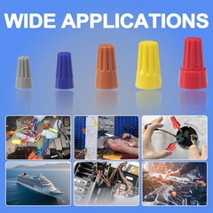 200 PCS Wire Connectors, Insulating Insert Grey, Blue, Orange, Yellow, Red
