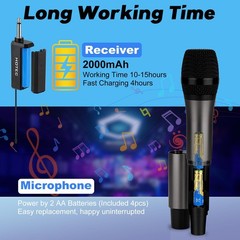 UHF Dual Wireless Microphones, Cordless Dynamic Handheld Mics with Echo & Vol…