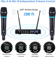 S9 UHF Rechargeable Wireless Microphone System Karaoke Microphone Wireless Mic C