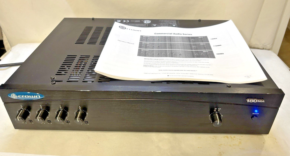 Crown Model 180A PA – Power Amplifier – 80WPC@4Ω or 70V