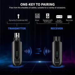 2.4GHz Wireless XLR Transmitter Receiver for Dynamic Mic 48V Condenser Mic Mixer
