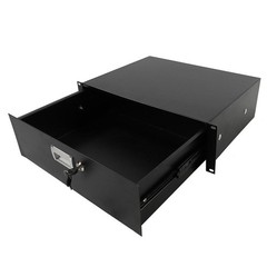 3U Pro Rack Case 19″ Steel Plate DJ Drawer Equipment Cabinet w/Key Black