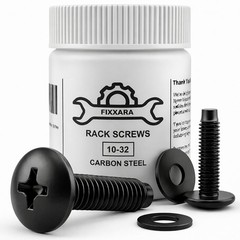 Rack Screws 10-32 and Nylon Washers Set, Carbon Steel, 50-Pack for Equipment …