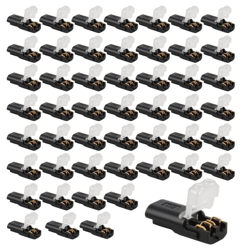 Vvluvva 50 Pcs Double Wire Plug in Connector, 2 Pin Low Voltage LED Black