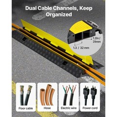 Uimoso Rubber Cable Ramp with 2 Channels, 22000 lbs/axle Capacity