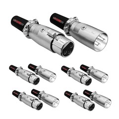 5Core XLR Connector Male Female to 1/4 Audio Jack 3 Pin Secure Mic Plug 5 Pair