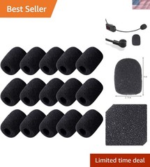 15 Pack Foam Microphone Windscreen, Lapel Headset Microphone Sponge Mini Foam…