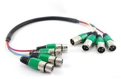 2ft Pro XLR 4-Channel M to F Balanced Audio Snake Cable, CablesOnline XR-S202G
