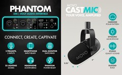 Movo Tabletop Video Podcast Equipment Bundle Interface 2X Mics Cameras Stands