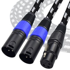 XLR Y Splitter Cable 2 Feet Female To Dual Male Microphone Cord Nylon Braided