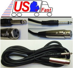 10ft XLR~1/4″Mono Microphone/Mic/PA Audio Cable/Cord/Wire 3pin~6.35mm TS 12ft