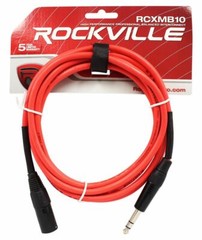 2 Rockville RCXMB10-R Red 10′ Male REAN XLR to 1/4“ TRS Balanced Cables