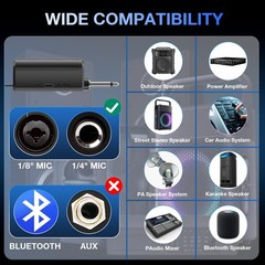 Wireless Microphone, Rechargeable Dual Cordless Medium to Large, Black