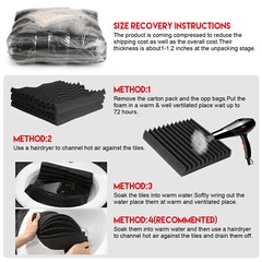 12Pack Acoustic Foam Soundproofing Sound Proofing Tiles Studio Room Wall Panels